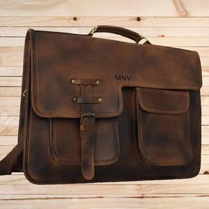 Sac pour ordinateur portable vintage pleine fleur pour homme, sac en cuir personnalisable pour la Saint-Valentin, sac pour homme, cadeau personnalisé pour petit ami