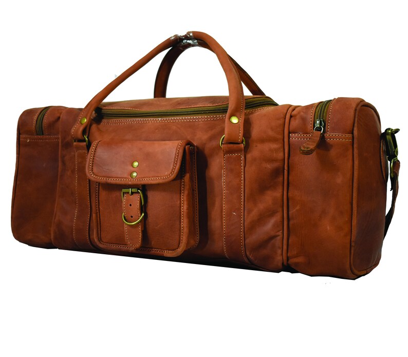 large leather duffle bag