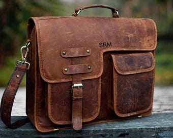 Leather Messenger Bag: Rugged Wrecked Look - Handmade Rustic Style