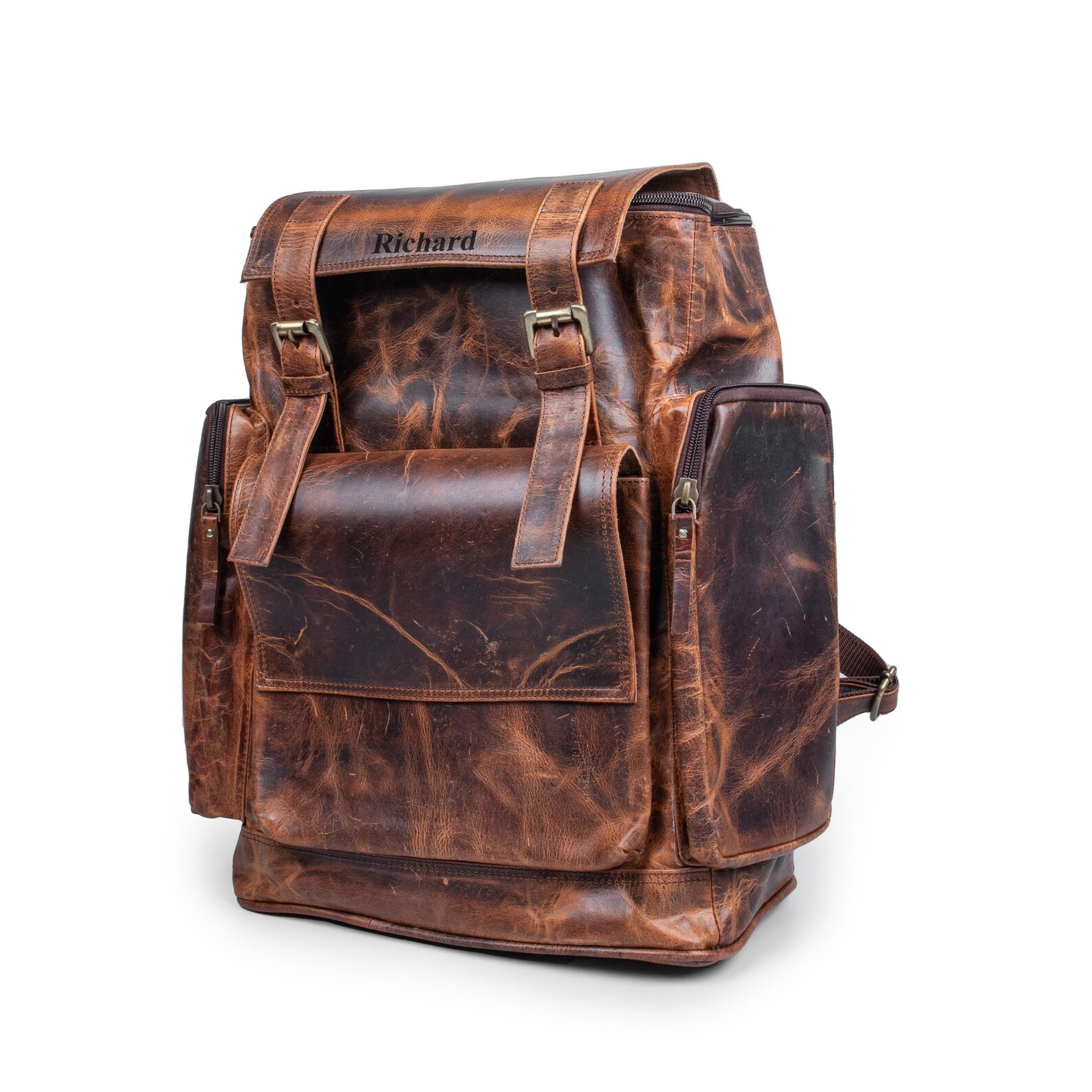 Leather Travel Bag | Rustic Rucksack | Traveler Backpack | Brown ...