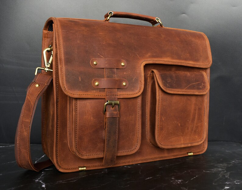 Buffalo Leather Messenger BagLifetime Warranty Laptop Travel Etsy