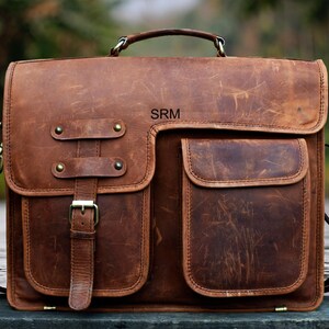 Wrecked look Messenger Leather bag, Custom Made, Personalized  laptop messenger bag, Distress Vintage, Rustic leather, Gift for Husband