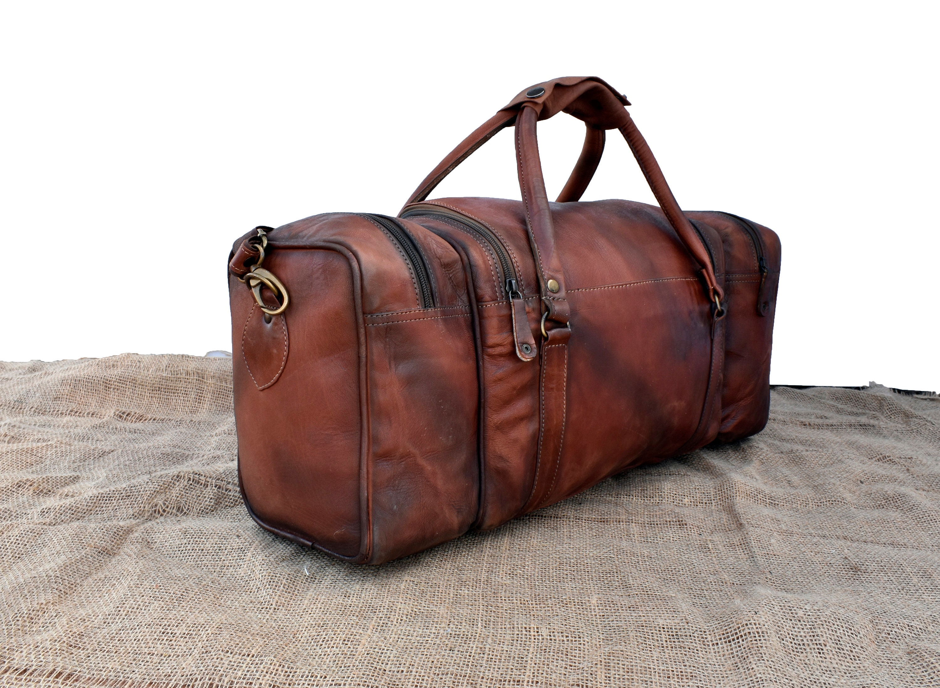 Men's Leather Duffle Full Grain Leather Rustic Vintage Etsy