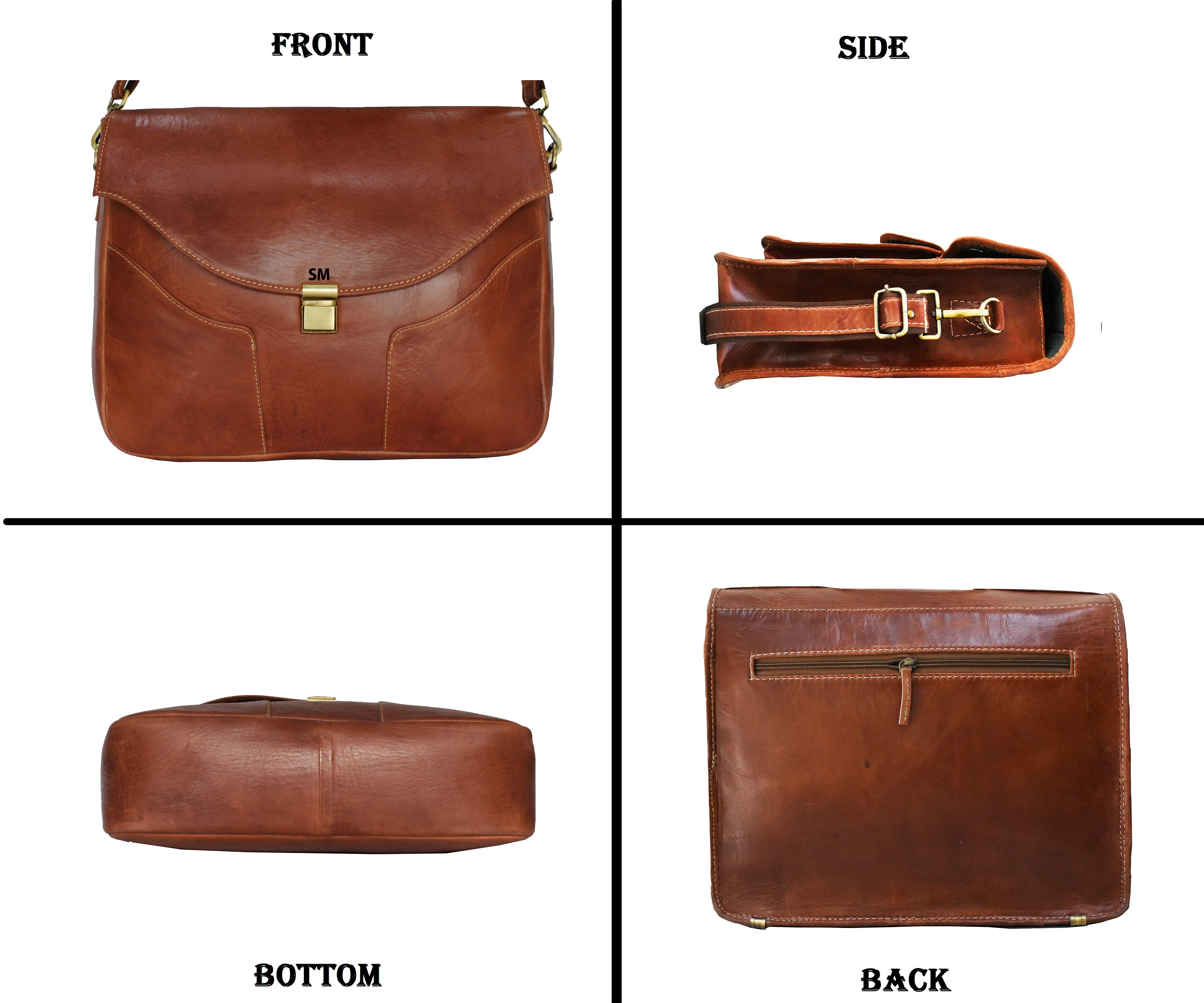 Women Leather Messenger Bag Full Grain Natural Leather Soft Etsy