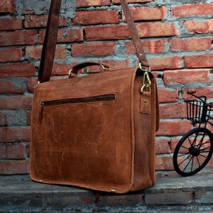 Wrecked look Messenger Leather bag, Custom Made, Personalized laptop messenger bag,Distress Vintage, Rustic leather, Men's Leather bag image 8