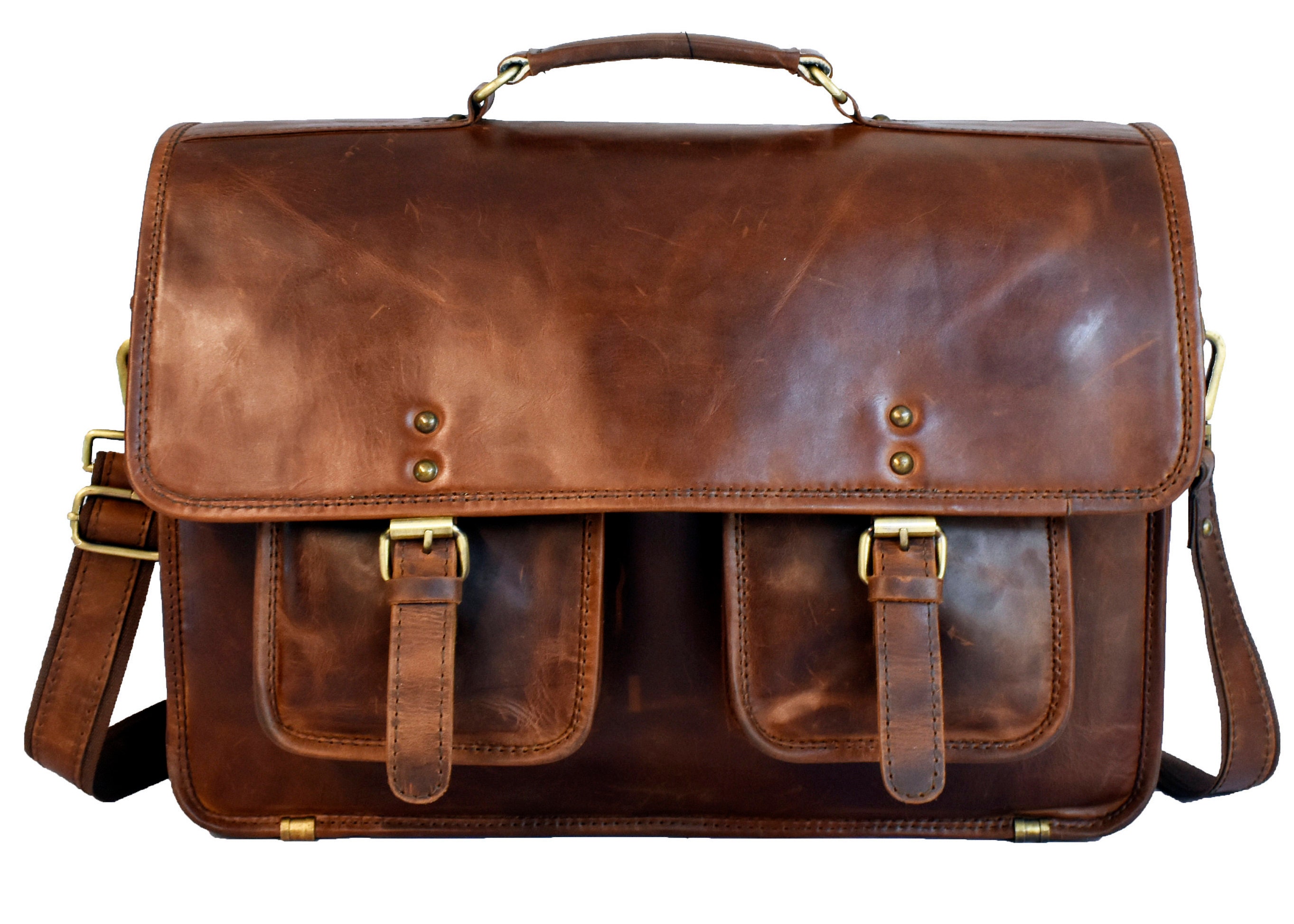 Back to School Leather Briefcase Premium High Quality Dark - Etsy UK