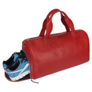 Rote Leder Reisetasche, Leder Weekender Tasche, Sporttasche, Gepäcktasche, Duffle Schultertasche für Männer und Frauen