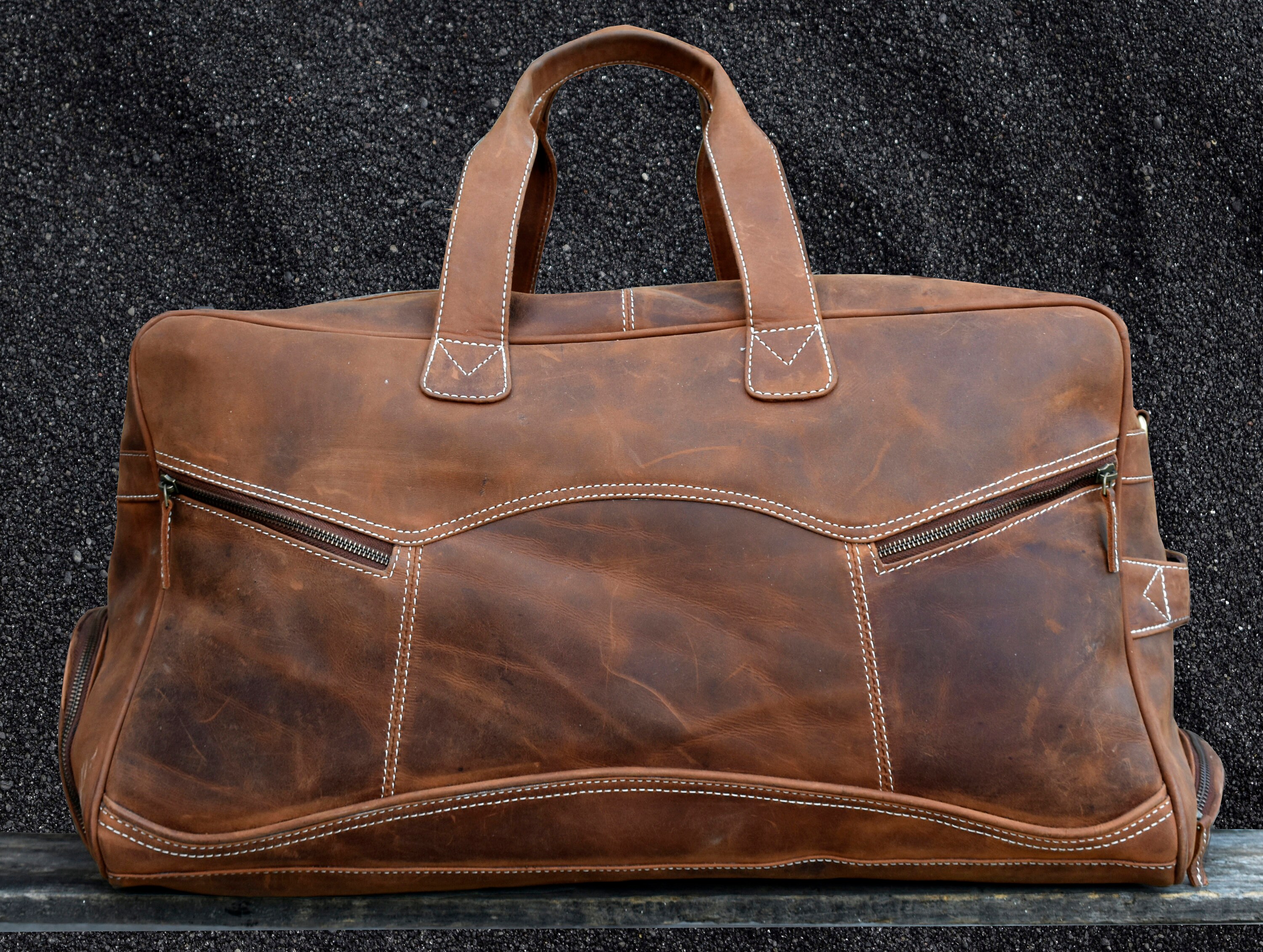 Extra Large Leather Travel Bag With Dedicated Shoe Space Etsy