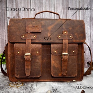 Leather Briefcase Men, Leather Satchel, Lawyers Bag, Full Grain Leather Bag, Work Bag, Distress, Messenger