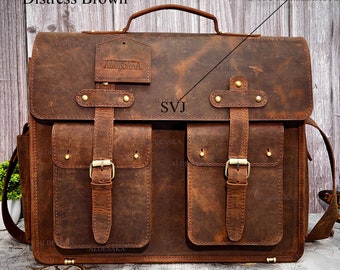 Leather Briefcase Men, Leather Satchel, Lawyers Bag, Full Grain Leather Bag, Work Bag, Distress, Messenger