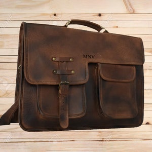 Très grand sac messager pour ordinateur portable en cuir fait main pour homme, porte-documents officiel pour ordinateur portable, personnalisé, cuir de buffle