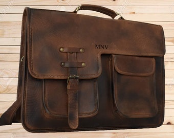 Handmade Extra Large Men's Leather Laptop messenger bag, Official Laptop Briefcase, Personalized, Buffalo Leather