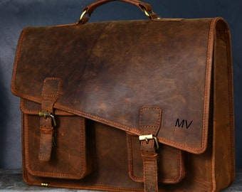 Leather Briefcase Men, Leather Satchel, Lawyers Bag, Full Grain Leather Bag, Work Bag, Distress, Messenger