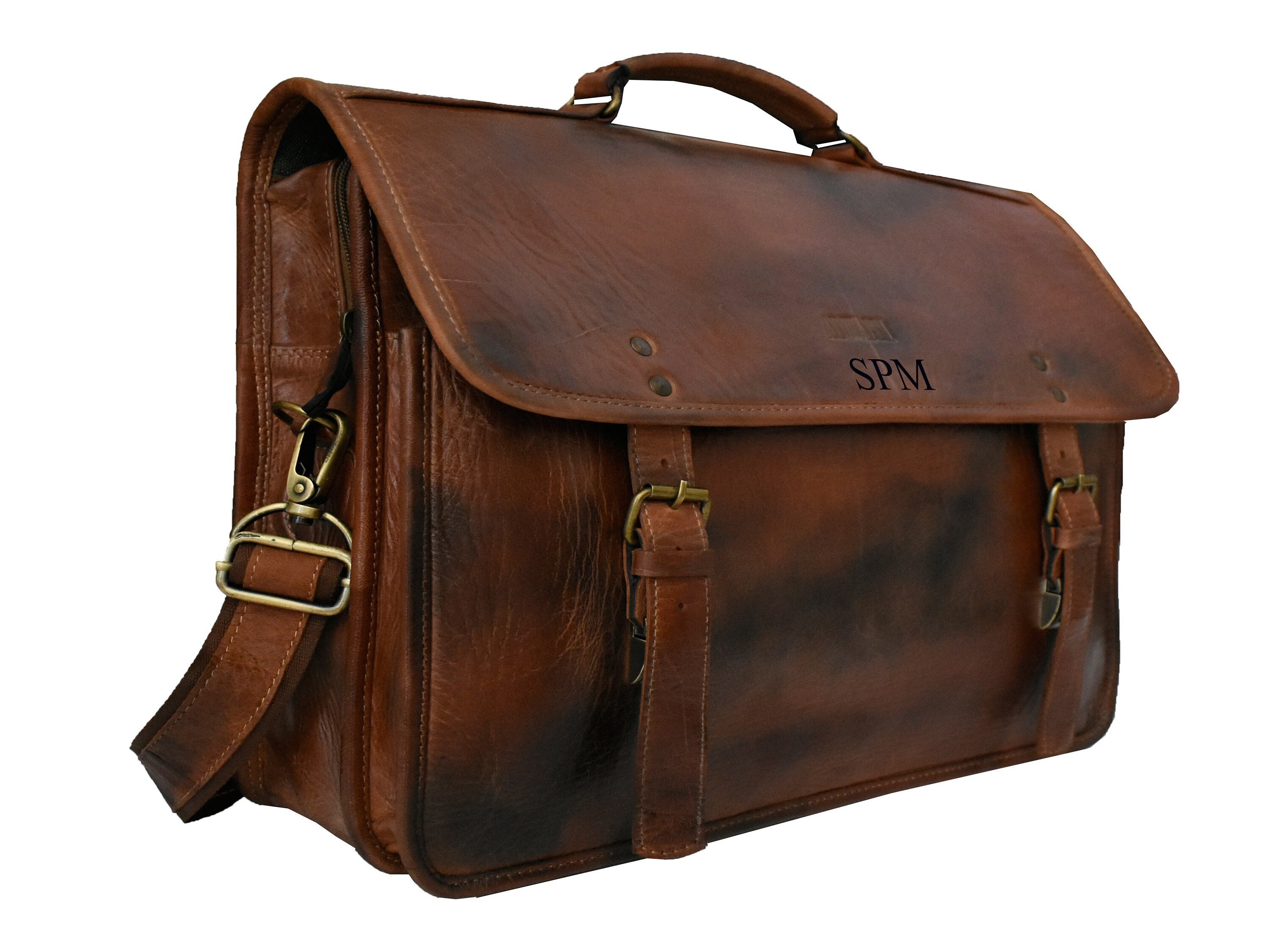 DHK 18 inch Vintage Handmade Leather Messenger Bag for Laptop Briefcase Best Computer