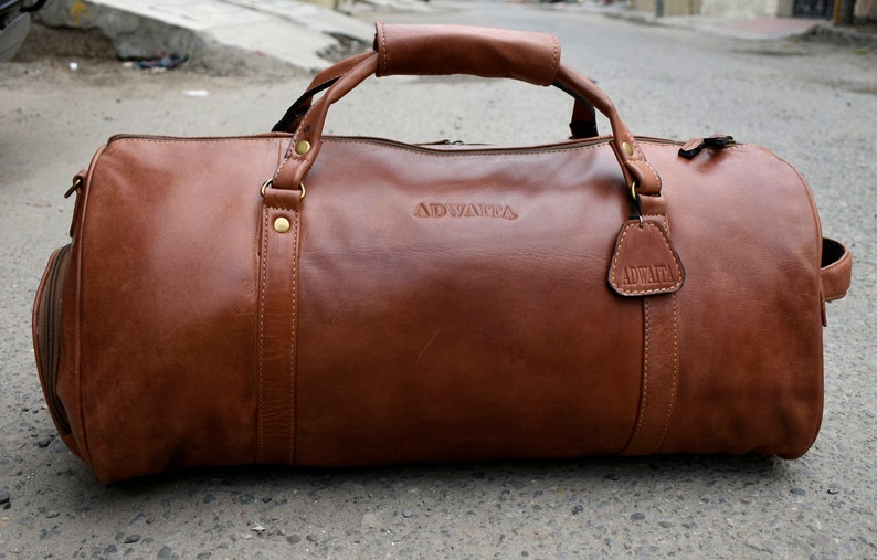 Leather Gym Bag With Shoe Compartment Christmas Day Gift Etsy