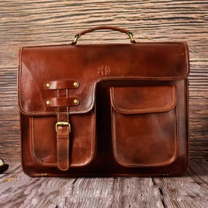Handcrafted Full-Grain Leather Messenger Bag – Vintage Laptop Satchel for Men