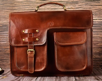 Handcrafted Full-Grain Leather Messenger Bag – Vintage Laptop Satchel for Men