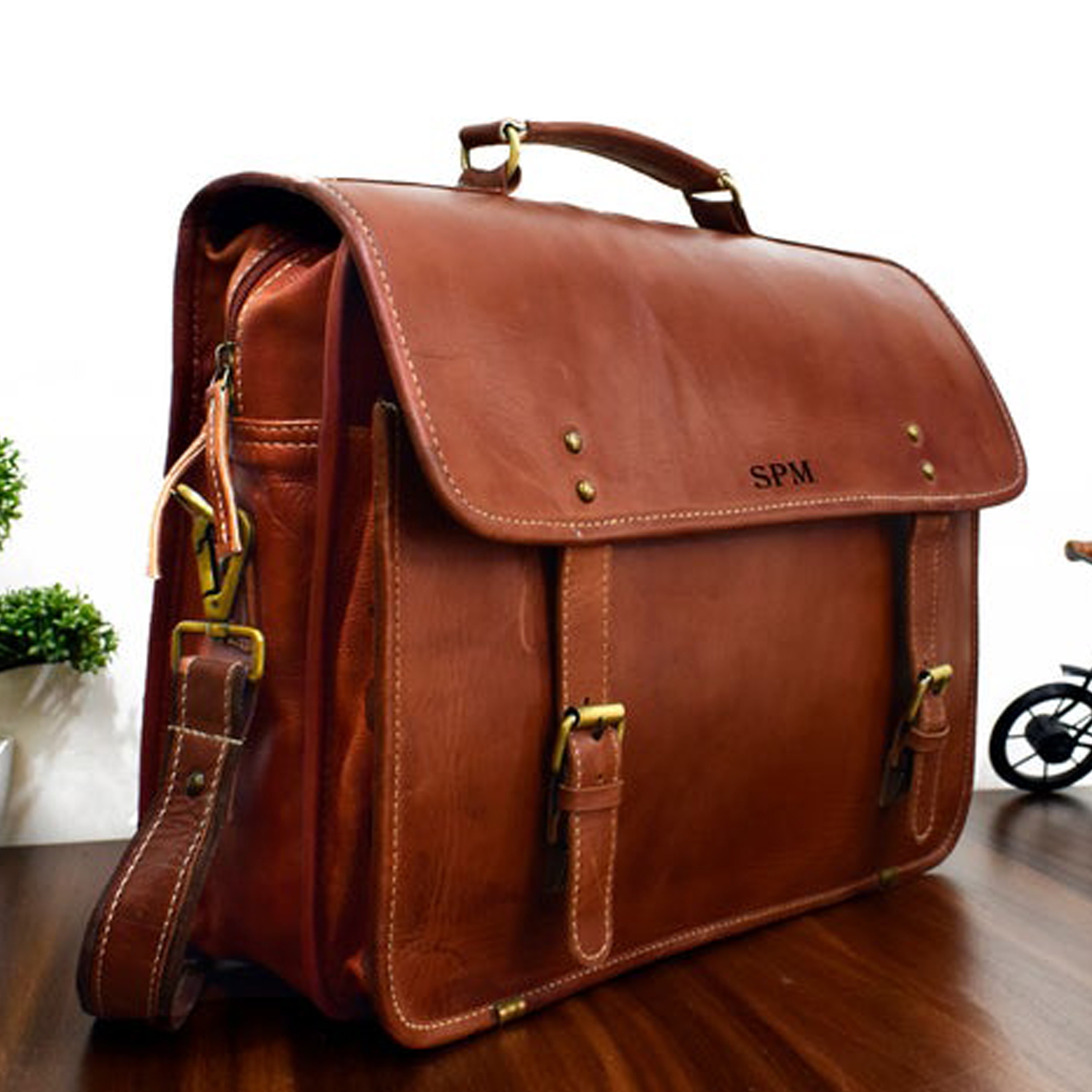【SATIIIZ】Elon Utility Leather Messenger Bag Man BLUE Messenger Bag in Fabric and Leather Mini