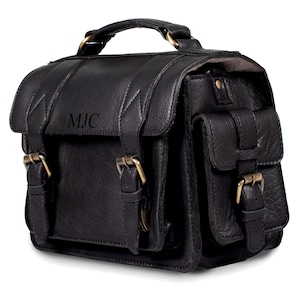 Leather Camera Case: Handmade Black Compact Bag - Personalized