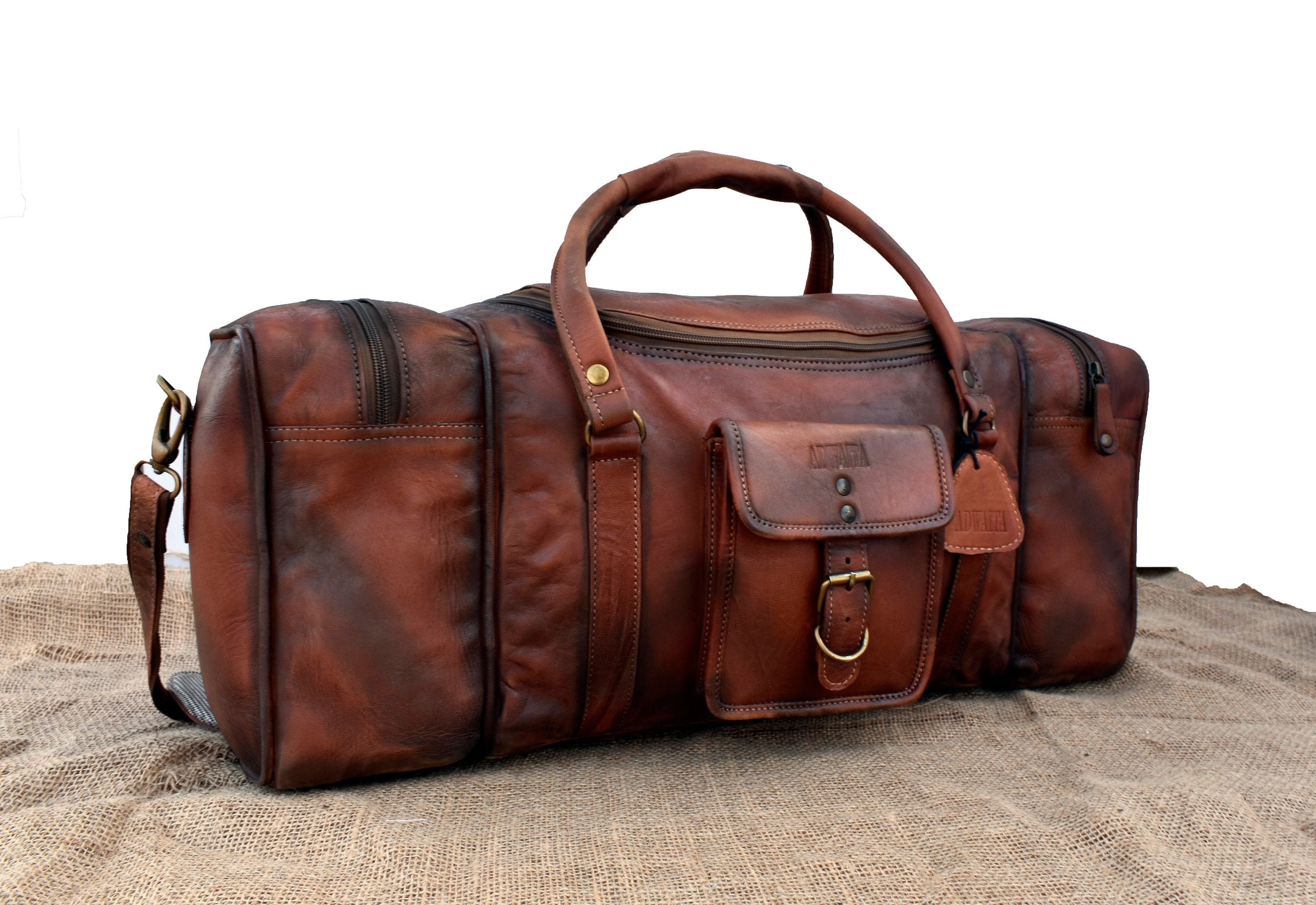 Men's Leather Duffle Full Grain Leather Rustic Vintage Etsy