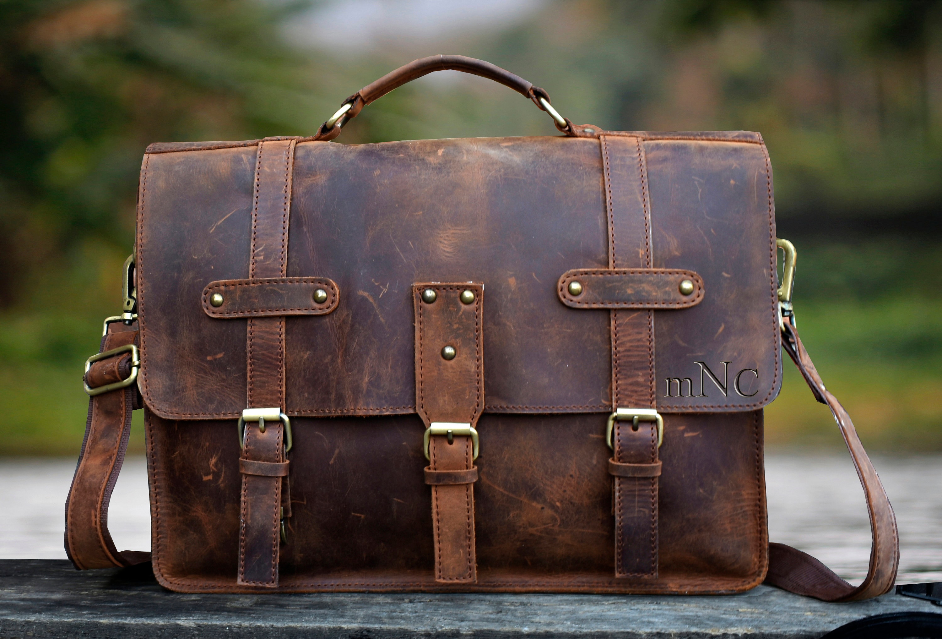Retro Rustic Leather Messenger Bag Distress Daily Commute - Etsy