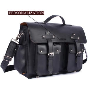 Porte-documents en cuir pleine fleur fait main de 18 pouces, sac messager en cuir noir, sac pour ordinateur portable en cuir, sac cartable, sac à bandoulière, cadeau