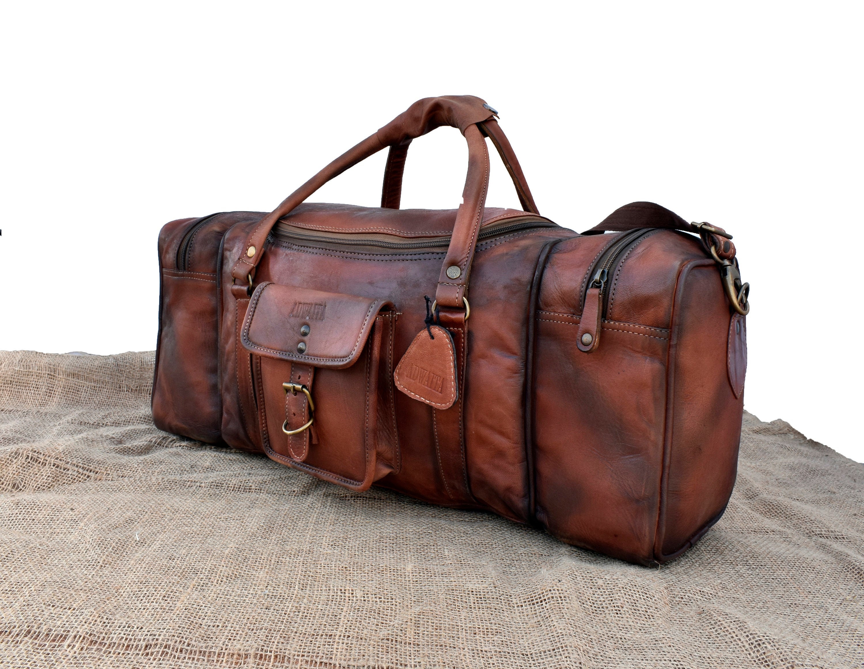 Men's Leather Duffle Full Grain Leather Rustic Vintage Etsy