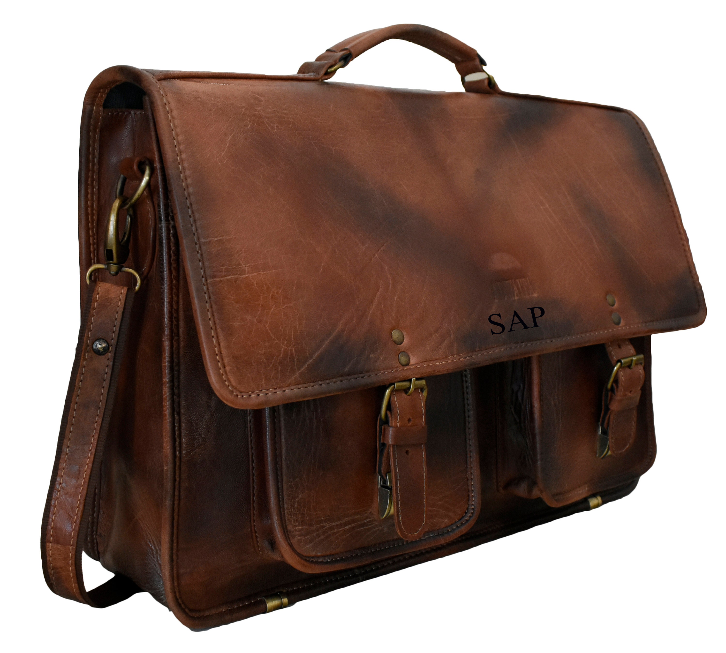 OURBAG Men Vintage Cowhide Leather Shoulder Messenger Bag Crossbody Small Satchel