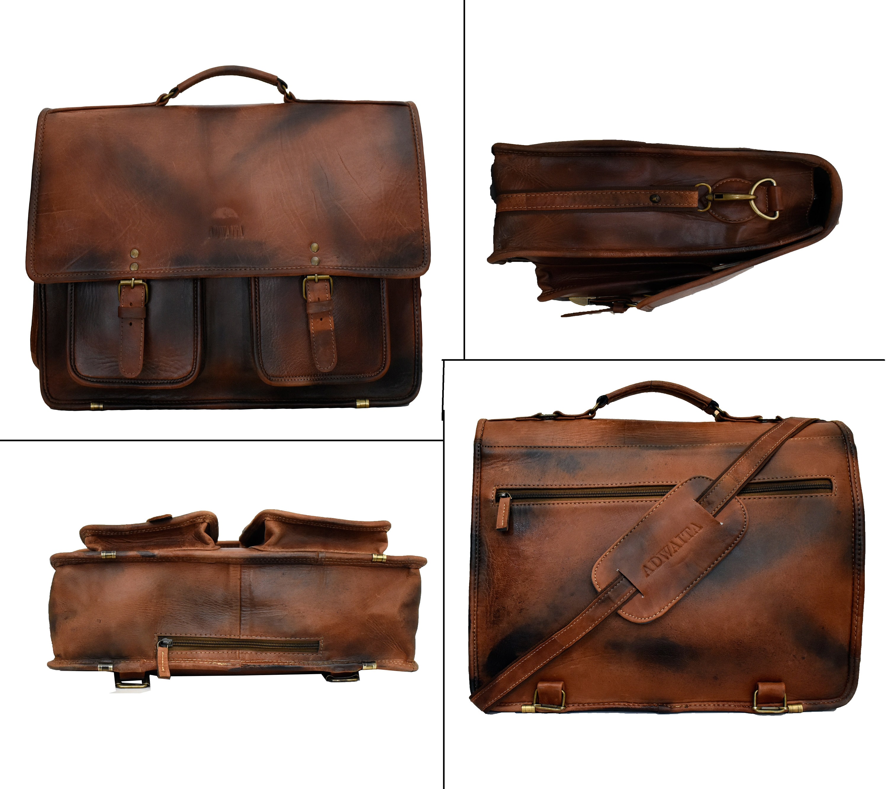 Genuine Leather Holiday Briefcase Personalized Custom - Etsy