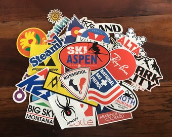 Ski Sticker classic pack - Aspen Volkl K2 Mammoth Rossignol Vuarnet Colorado Oakley