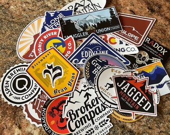 Brew Ski Pack - Colorado Collection klistermärkeslott - Denver, Breckenridge, Steamboat, Telluride, Aspen, Vail ölbryggerier