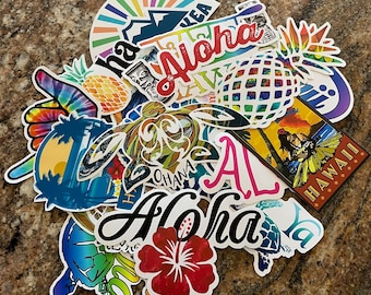 Aloha Sticker Pack - Surf Hawaii Aloha Shaka Ohana Islands Waves Sea Turtle Maui Kauai Kona Waikiki