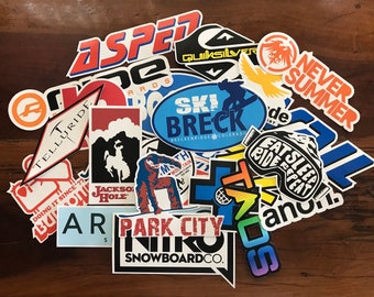 Paquete de pegatinas de esquí de snowboard - Jackson Hole Gnu Arbor Breckenridge Aspen X Juegos