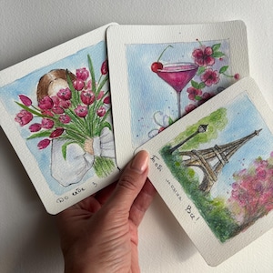 Cartão de Dia das Mães, cartão postal pintado à mão, presente para mãe, pinturas em aquarela, impressão, arte em aquarela, pinturas de flores, arte floral, decoração