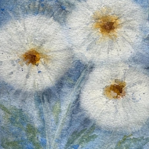 Carte postale aquarelle originale, art fait main, peinture à l'aquarelle, art floral, cadeau pour elle, fleurs printanières, décoration intérieure, pissenlit, floral