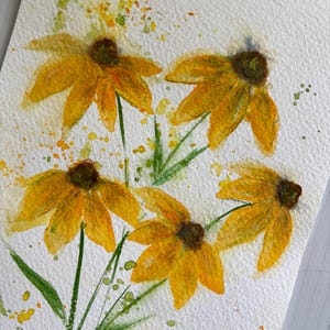 Original Aquarell Blumen, gelbe Blumen Postkarten, handgemachte Malerei, Set aus zwei Postkarten, Geschenk für Sie, personalisiertes Geschenk, Geschenke