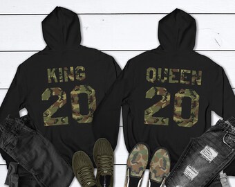 camo king and queen hoodies