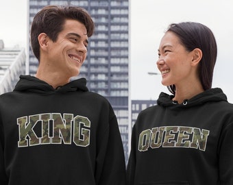 camo king and queen hoodies