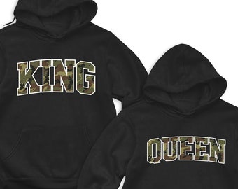 camo king and queen hoodies