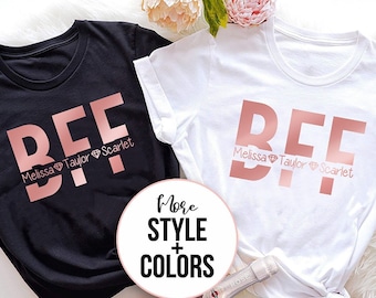 Best Friends Shirts, Personalized Shirt for Best Friend, Custom Name BFF Shirts, Matching Best Friend Shirts for 3, Best Friends Forever