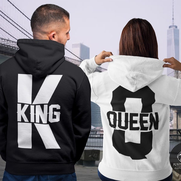 King Queen, King Queen Hoodies, Set of King & Queen, Pärchen Pullover, Couple Sweatshirts, King Queen Sweaters, Couple Hoodies, Matching Set