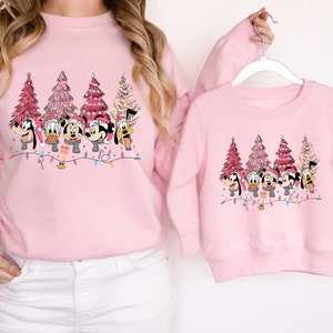 Mickey & Friends Disney Christmas Sweatshirts, Pink Christmas Tree Sweater, Mommy and Me Christmas Sweatshirt, Matching Mom and Me Christmas