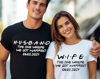 Wifey und Hubby Shirt, Herr und Frau, gerade verheiratet Shirt, Flitterwochen Shirt, Freunde Schrift Flitterwochen Shirts, Hochzeit Shirt, gerade verheiratet Shirts