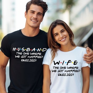 Wifey and Hubby Shirt, Mr and Mrs, Just Married Shirt, Honeymoon Shirt, Friends Font Honeymoon Shirts, Wedding Shirt, Just Married Shirts