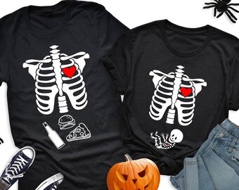 Zazzle Matching Couples Pregnancy Announcement Halloween T-Shirt, Men's, Size: Adult S, Black