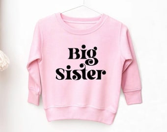 Große Schwester Sweatshirt, große Schwester Geschenk, gefördert zu große Schwester Ankündigung, Schwangerschaft Ankündigung Schwester, Kind Pullover, Kleinkind Pullover