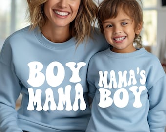 Boy Mama and Mama's Boy Matching Sweatshirts, Mommy and Mini Outfit, Matching Mama and Son Sweater, Mothers Day Gift, Mama Mini Matching Set