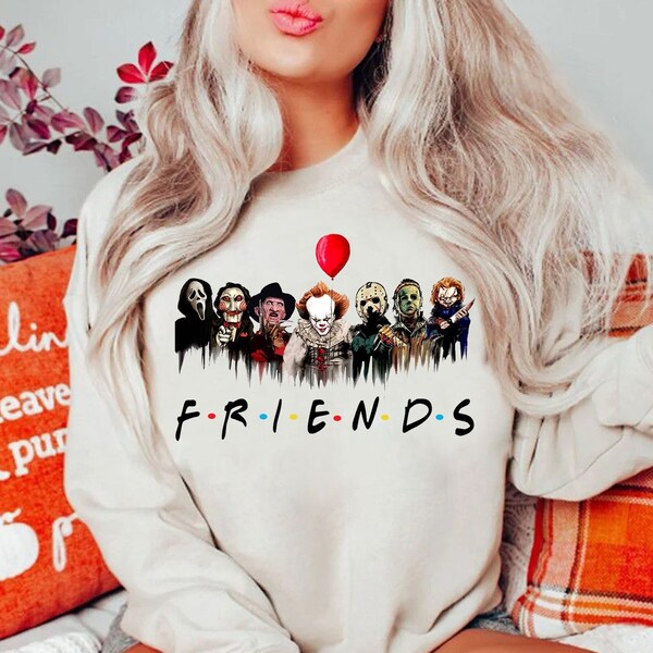 Friends Horror Characters Sweater, Squad Scary T-shirt, Horror Movie Killers, Halloween Sweatshirt, Halloween T-shirt, Horror Movie T-shirt