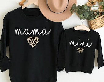 Mama en ik outfits, mama en ik sweatshirts, mama en mini bijpassende pullover sweatshirts, mama & mini sweatshirt, moeder dochter trui