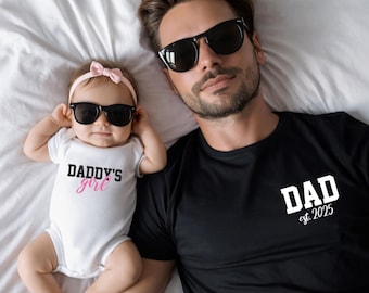 Bijpassende shirts papa en dochter – shirt vader est jaar en romper papa’s meisje, cadeau nieuwe vader, outfitset vader dochter